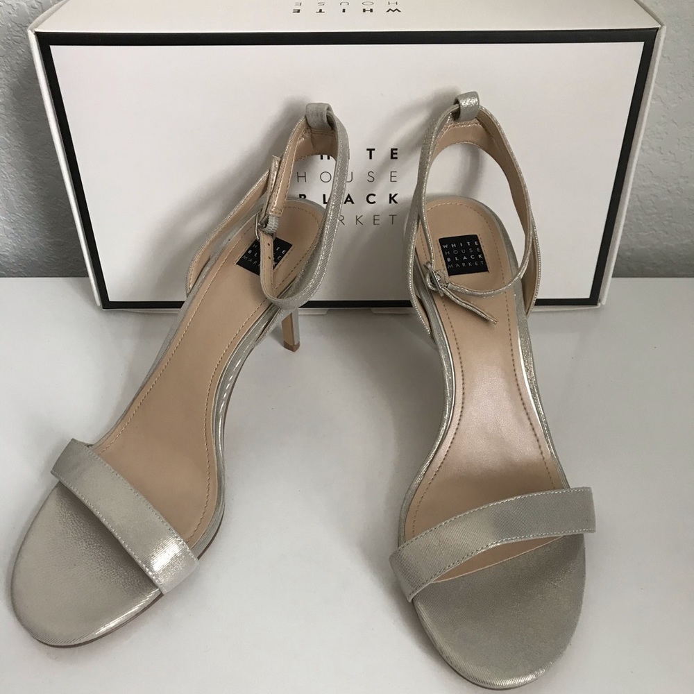 NWT WHBM Silver Leather Sandals